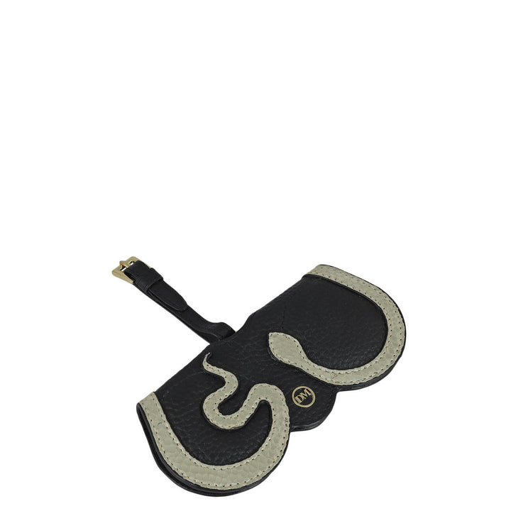 Wax Snake Leather Spectacle Case - Black