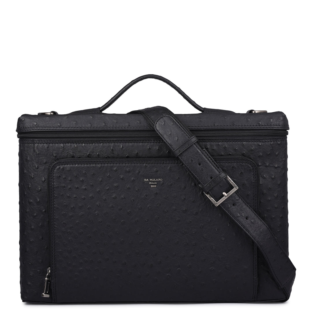 Ostrich Leather Laptop Sleeve - Black