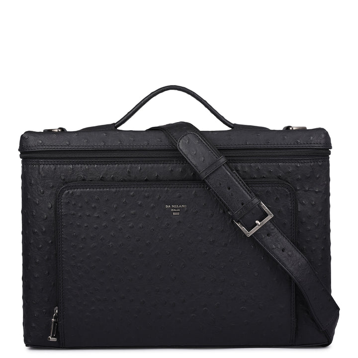 Ostrich Leather Laptop Sleeve - Black