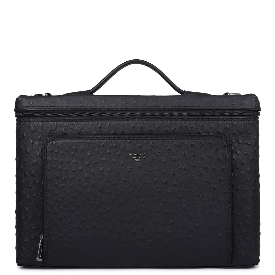 Ostrich Leather Laptop Sleeve - Black