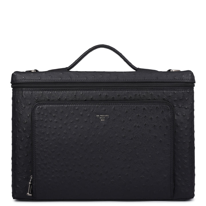 Ostrich Leather Laptop Sleeve - Black