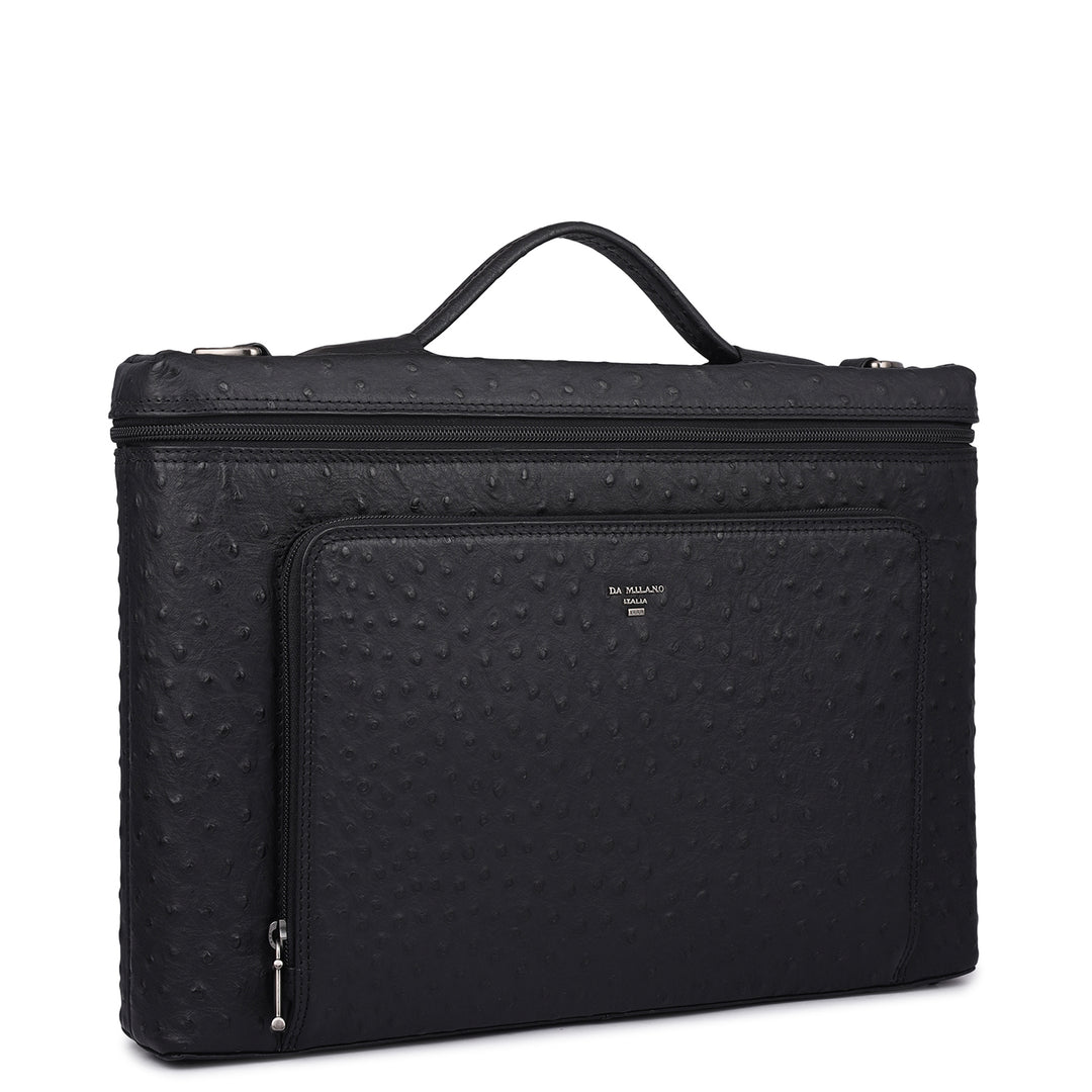 Ostrich Leather Laptop Sleeve - Black