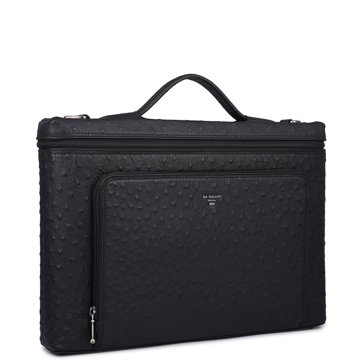 Ostrich Leather Laptop Sleeve - Black