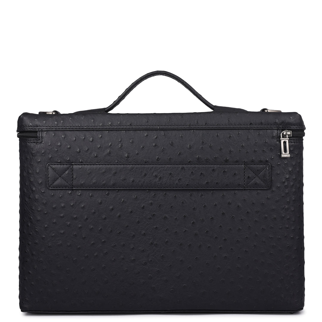 Ostrich Leather Laptop Sleeve - Black