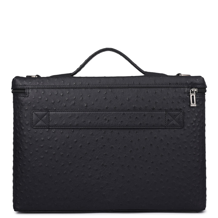 Ostrich Leather Laptop Sleeve - Black