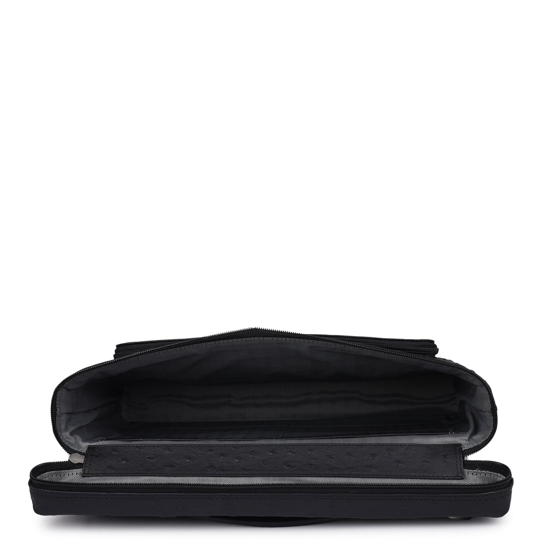 Ostrich Leather Laptop Sleeve - Black