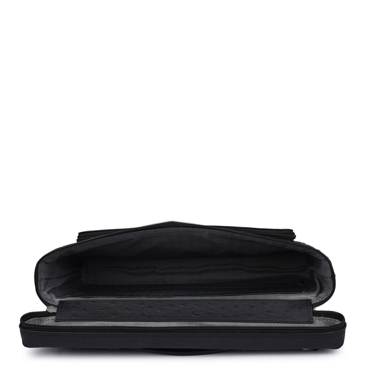 Ostrich Leather Laptop Sleeve - Black