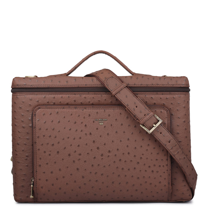 Ostrich Leather Laptop Sleeve - Brown