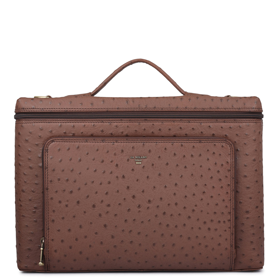 Ostrich Leather Laptop Sleeve - Brown