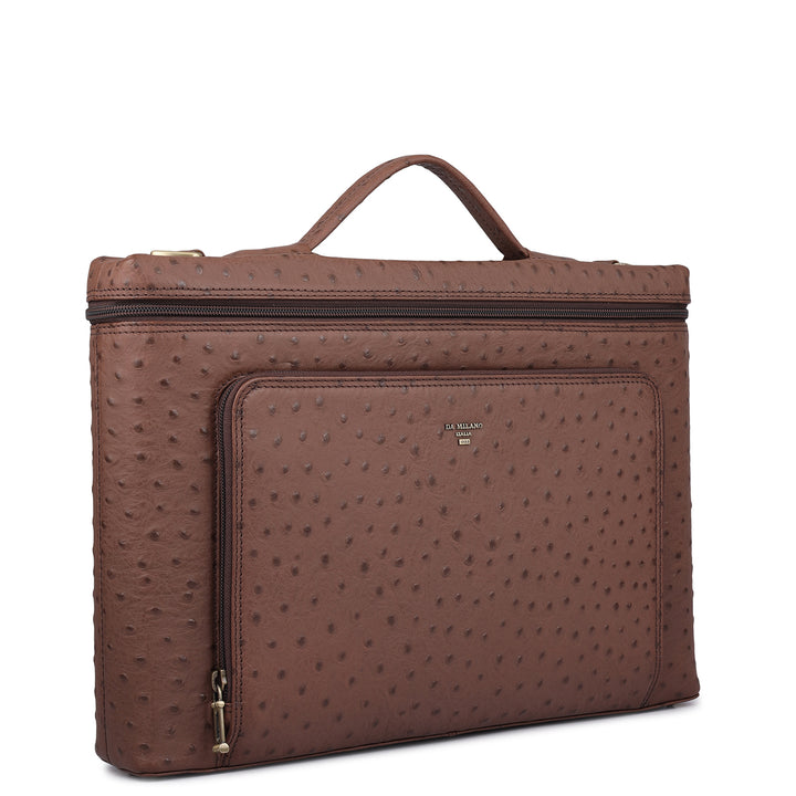 Ostrich Leather Laptop Sleeve - Brown