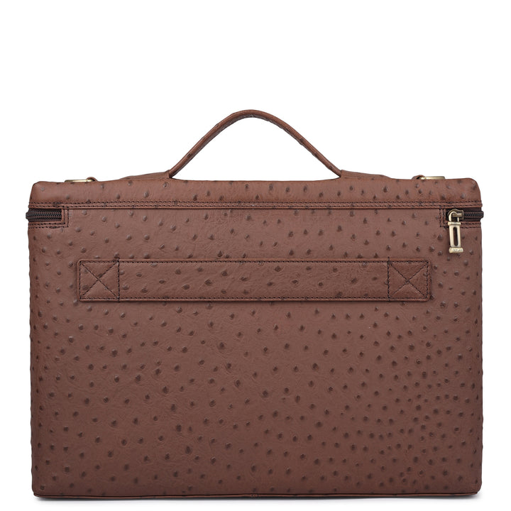 Ostrich Leather Laptop Sleeve - Brown
