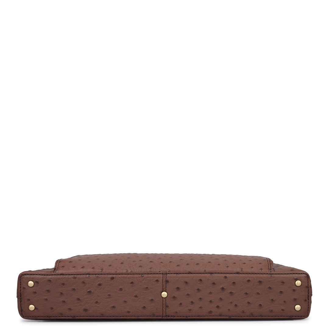 Ostrich Leather Laptop Sleeve - Brown
