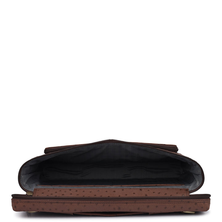 Ostrich Leather Laptop Sleeve - Brown