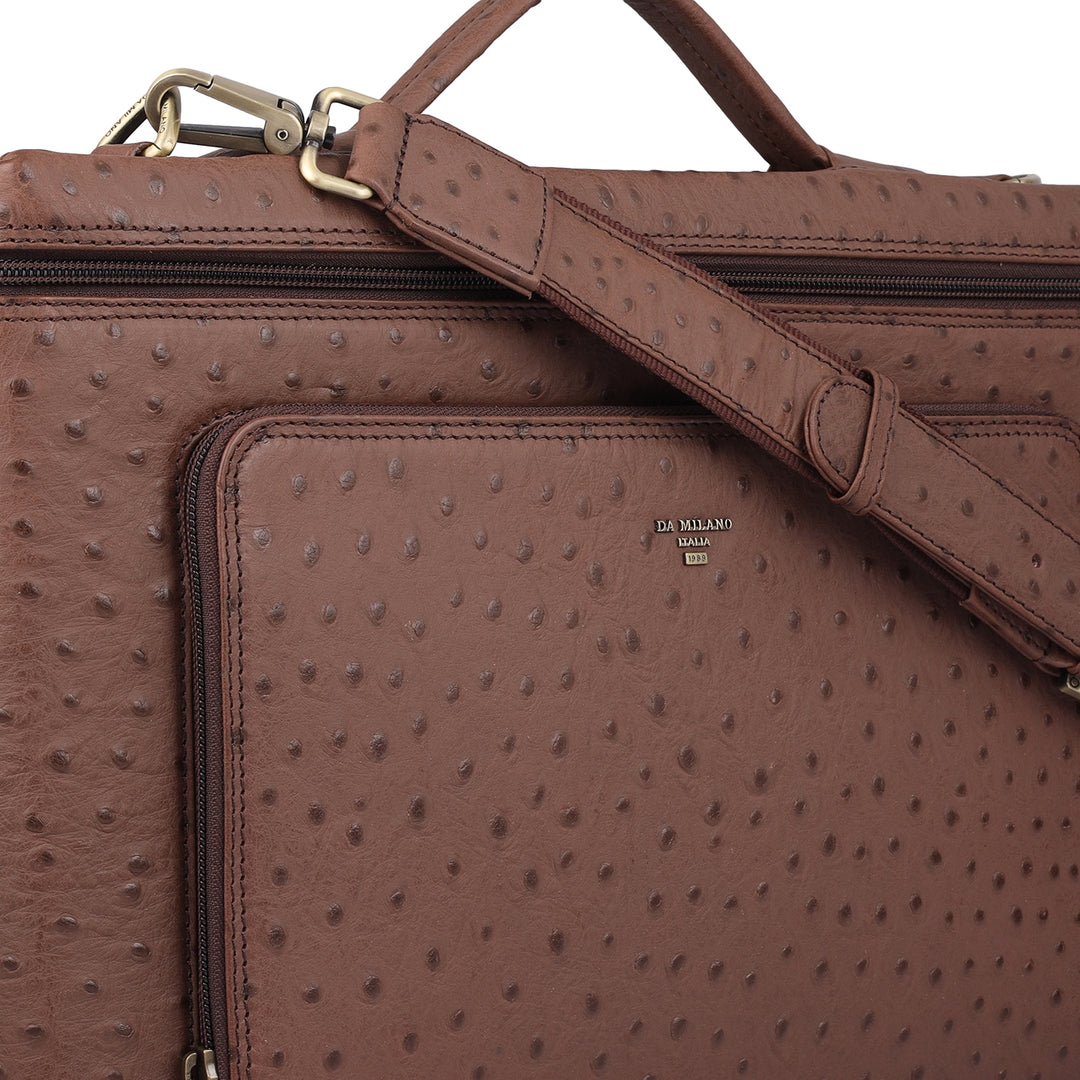Ostrich Leather Laptop Sleeve - Brown