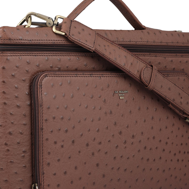 Ostrich Leather Laptop Sleeve - Brown