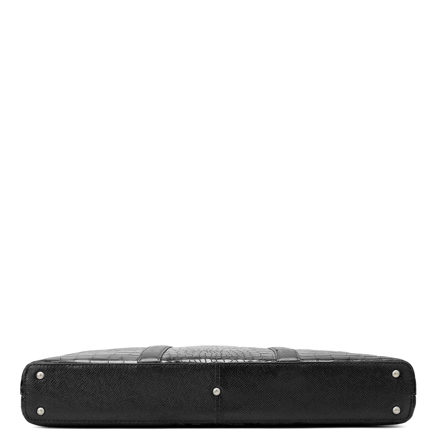 Black Croco Leather Laptop Sleeve - Upto 16"