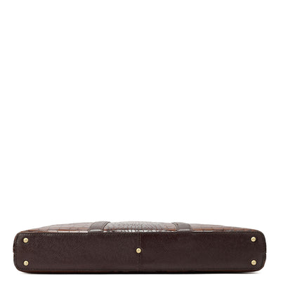 Brown Croco Leather Laptop Sleeve - Upto 16"