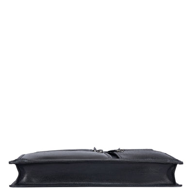 Black Franzy Leather Laptop Sleeve - Upto 14"