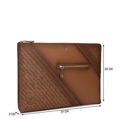 Cognac Signato Leather Laptop Sleeve - Upto 15"