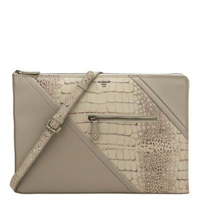 Frost Croco Franzy Leather Laptop Sleeve - Upto 15"