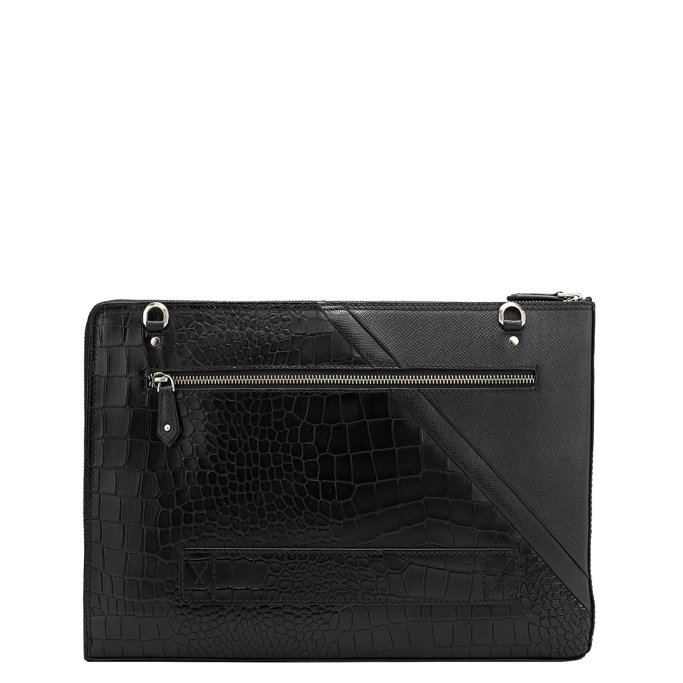 Black Croco Franzy Leather Laptop Sleeve - Upto 13"