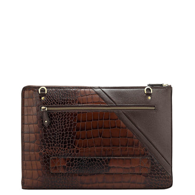 Brown Croco Franzy Leather Laptop Sleeve - Upto 13"