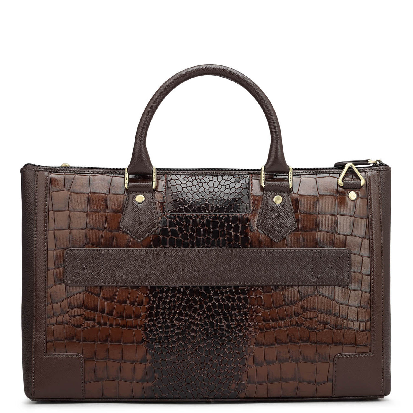 Brown Croco Franzy Leather Laptop Sleeve - Upto 16"