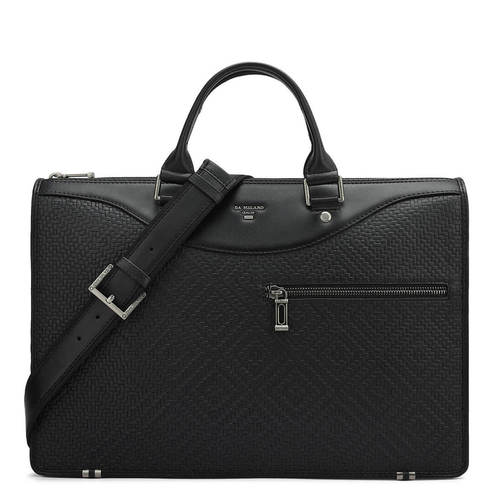 Mat Emboss Plain Leather Laptop Sleeve - Black