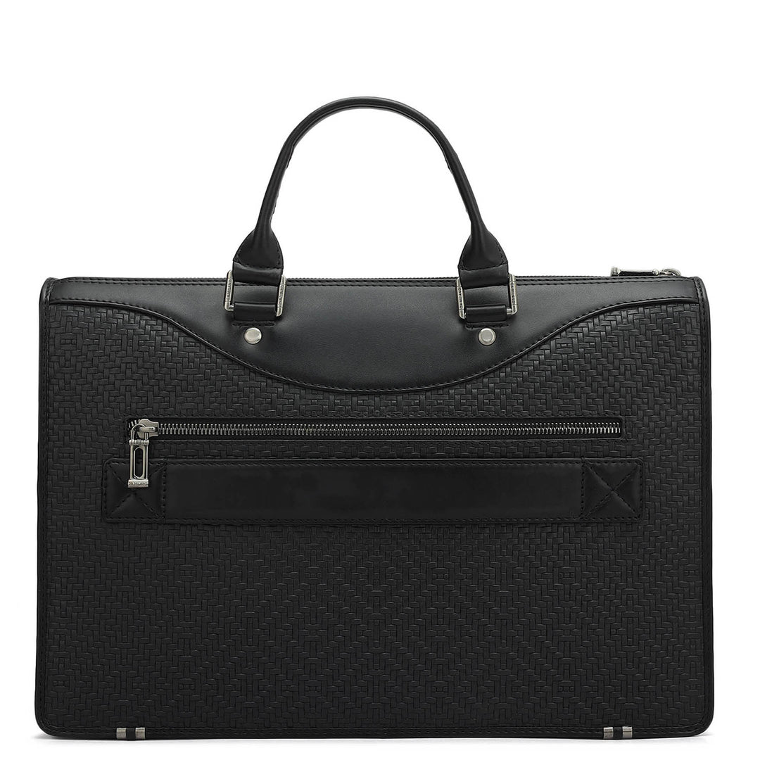 Mat Emboss Plain Leather Laptop Sleeve - Black