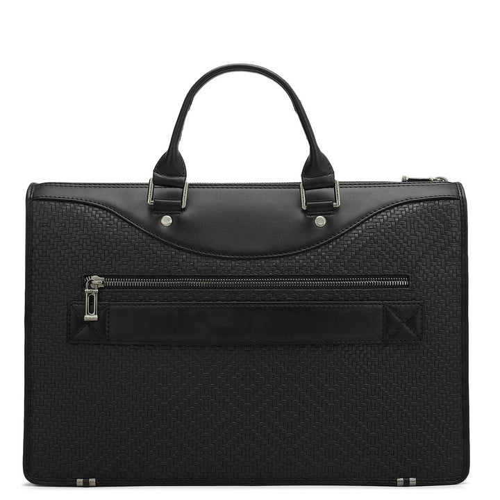 Mat Emboss Plain Leather Laptop Sleeve - Black