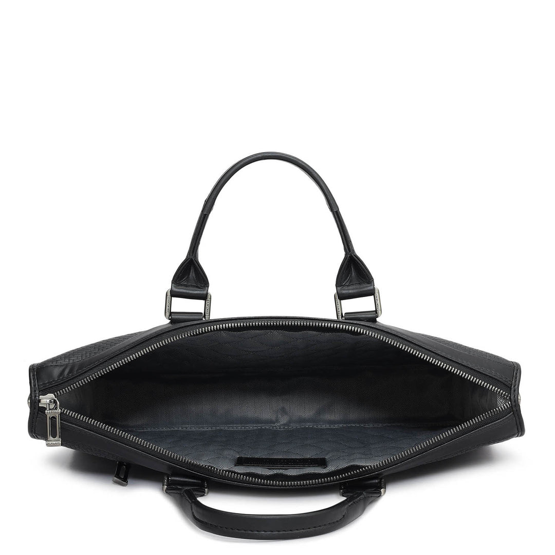 Mat Emboss Plain Leather Laptop Sleeve - Black