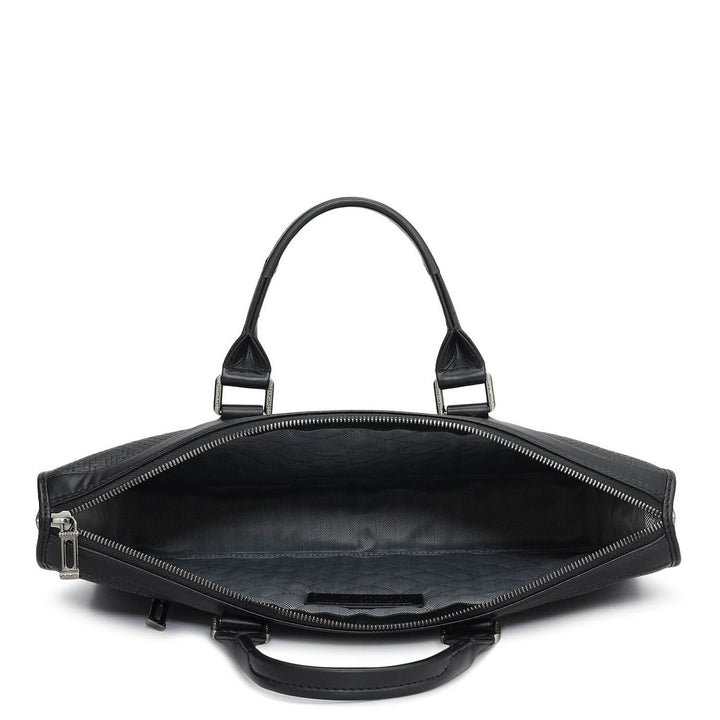 Mat Emboss Plain Leather Laptop Sleeve - Black