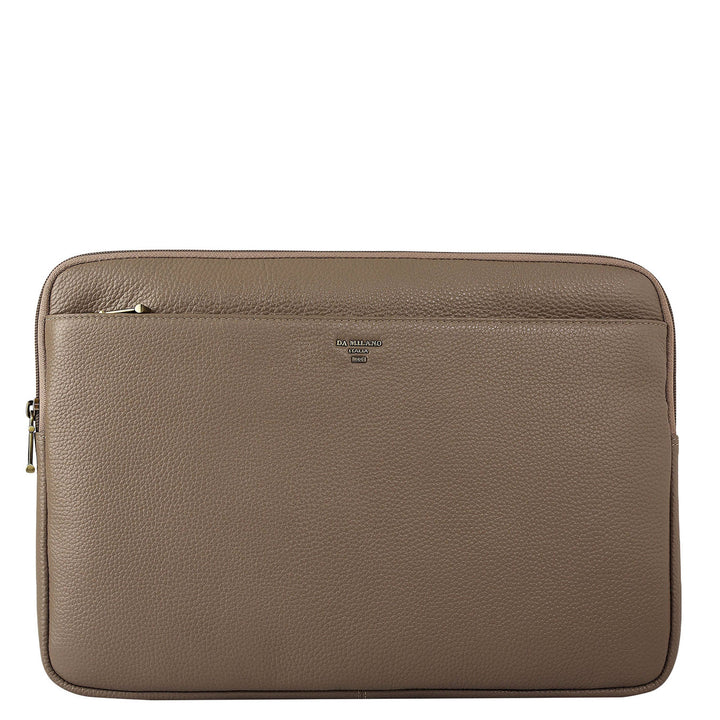 Wax Leather Laptop Sleeve - Greyish Taupe
