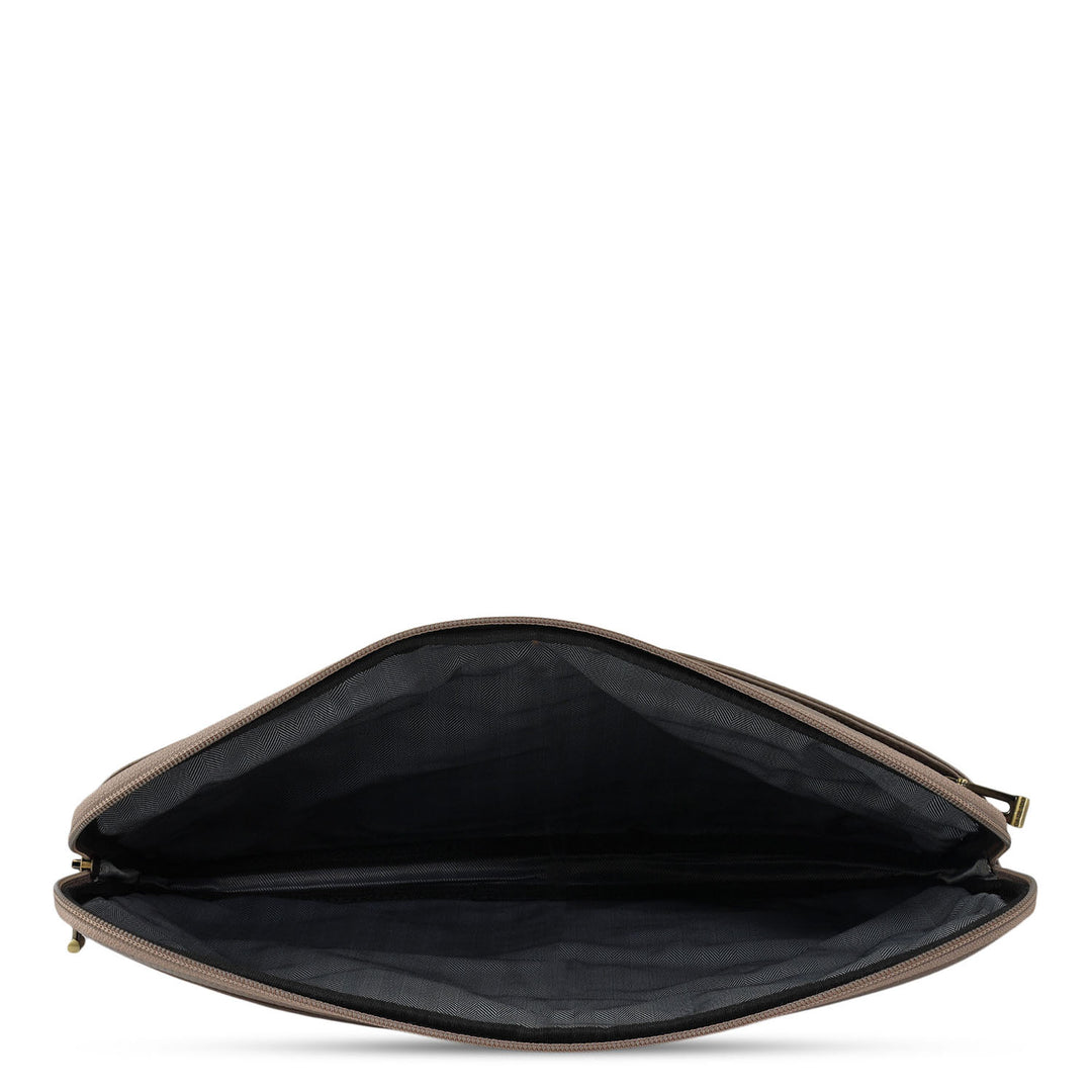 Wax Leather Laptop Sleeve - Greyish Taupe