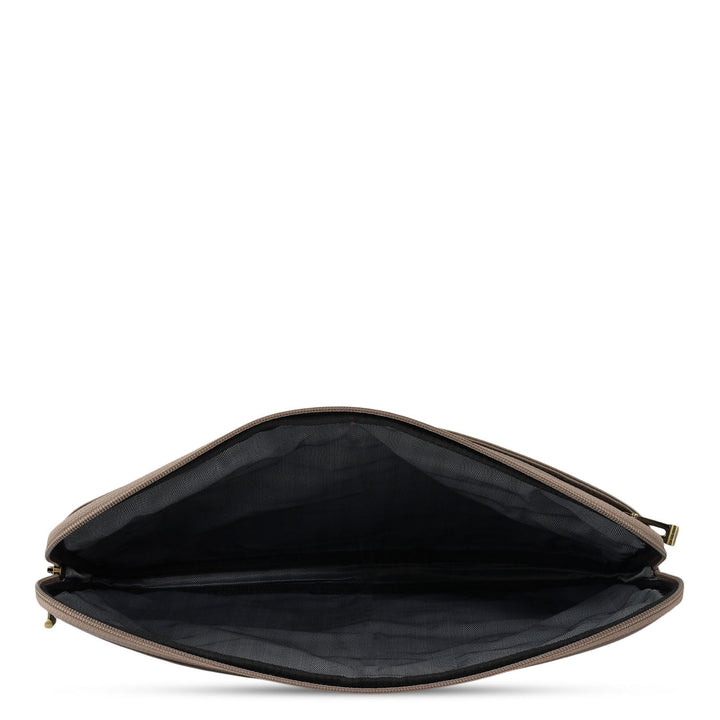 Wax Leather Laptop Sleeve - Greyish Taupe