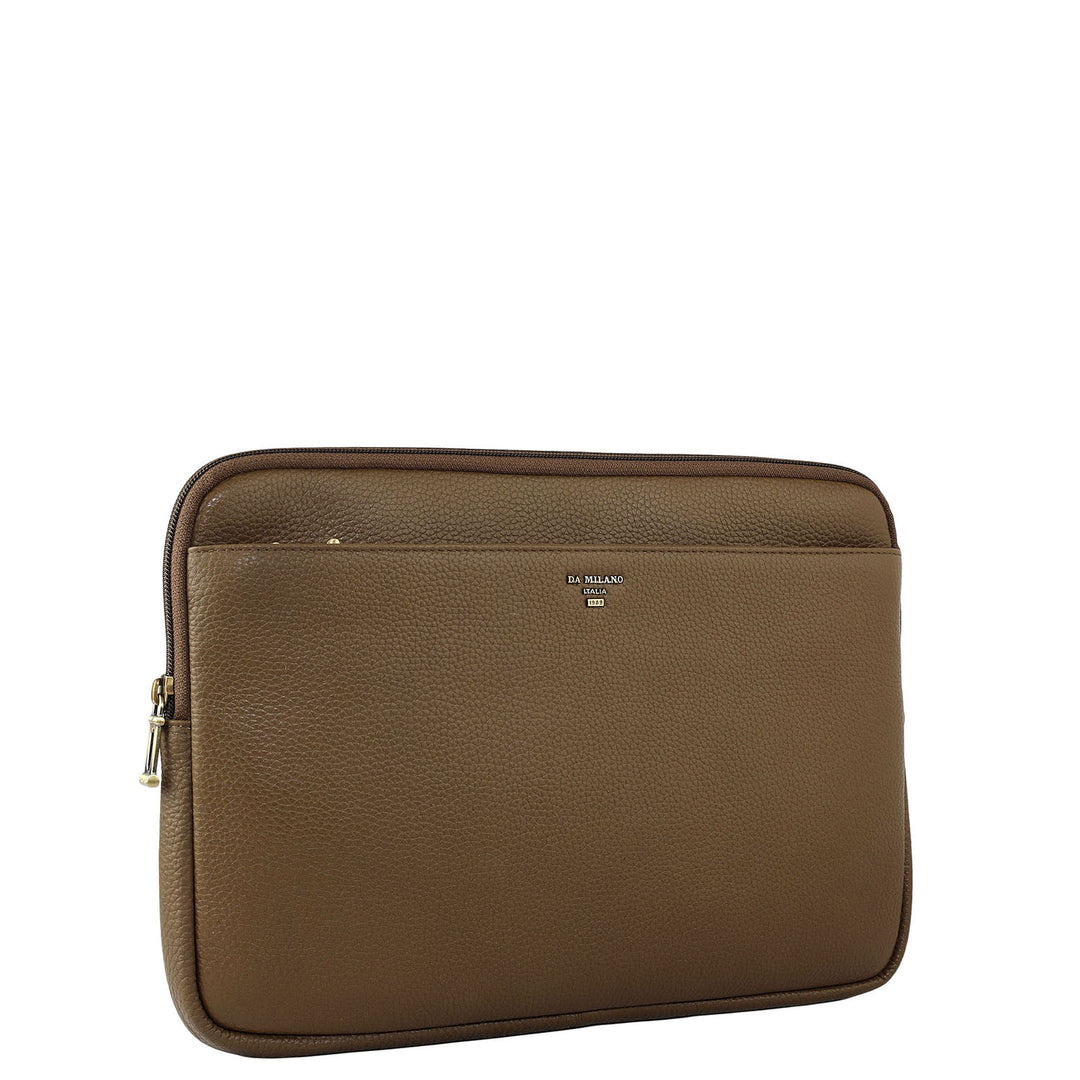 Wax Leather Laptop Sleeve - Moss