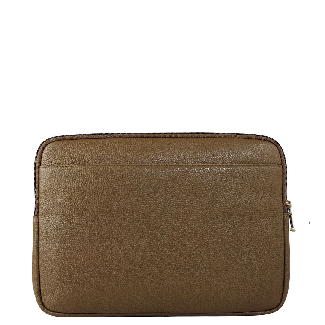 Wax Leather Laptop Sleeve - Moss