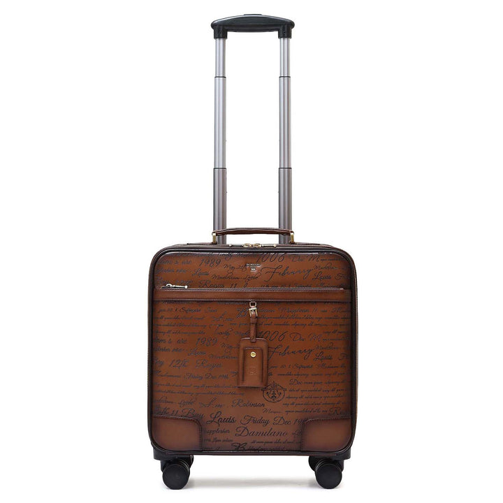 Signato Leather Overnighter Trolley - Cognac