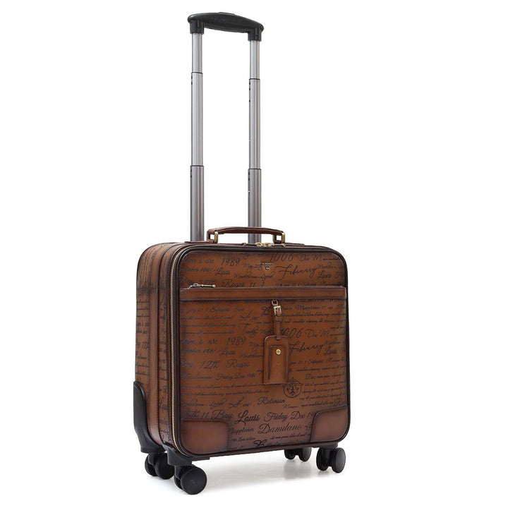Signato Leather Overnighter Trolley - Cognac