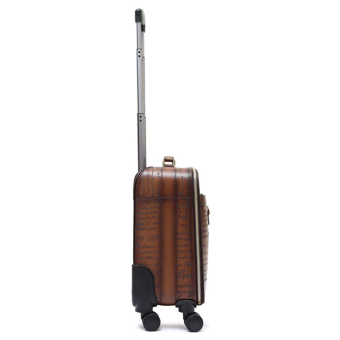 Signato Leather Overnighter Trolley - Cognac