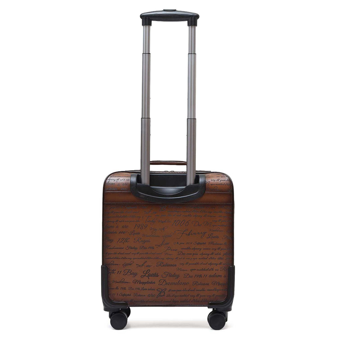 Signato Leather Overnighter Trolley - Cognac