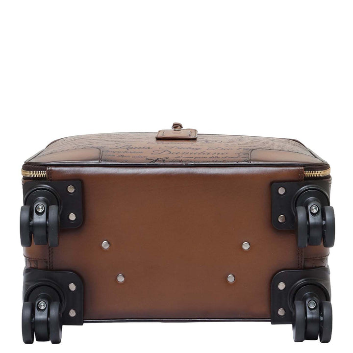 Signato Leather Overnighter Trolley - Cognac