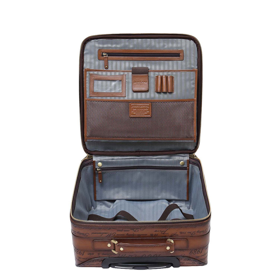 Signato Leather Overnighter Trolley - Cognac