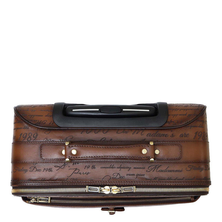 Signato Leather Overnighter Trolley - Cognac