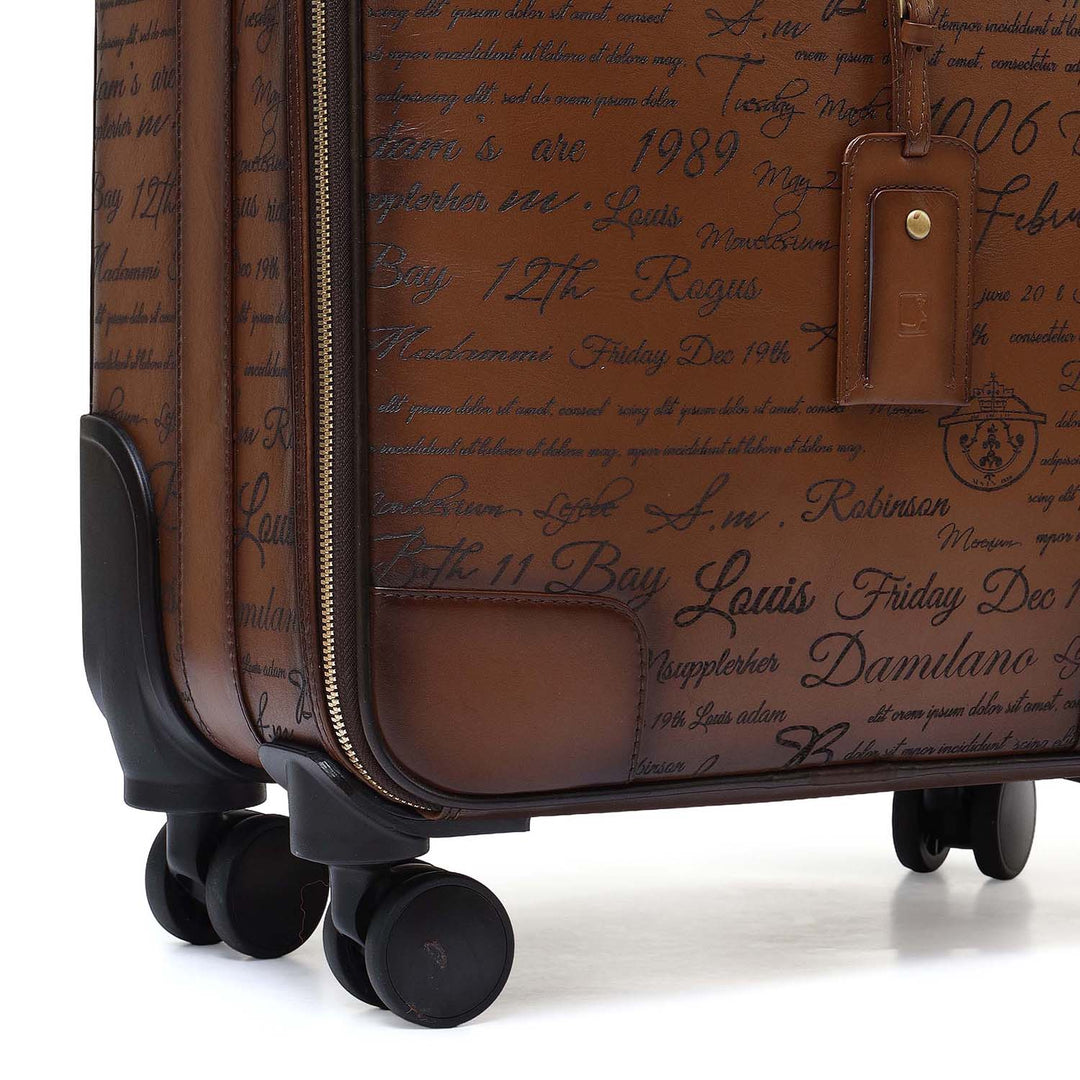 Signato Leather Overnighter Trolley - Cognac