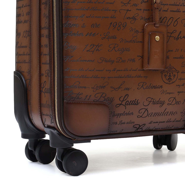 Signato Leather Overnighter Trolley - Cognac