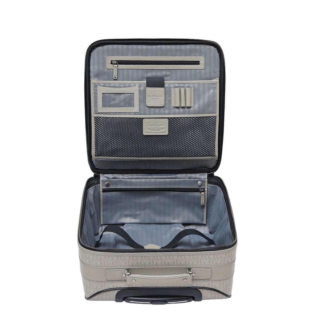 Monogram Leather Overnighter Trolley - Stone Grey