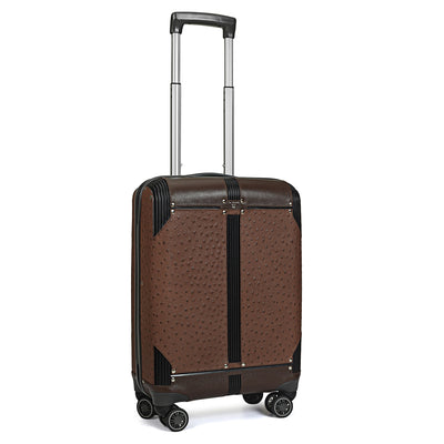 Small PC Ostrich Leather Trolley - Brown