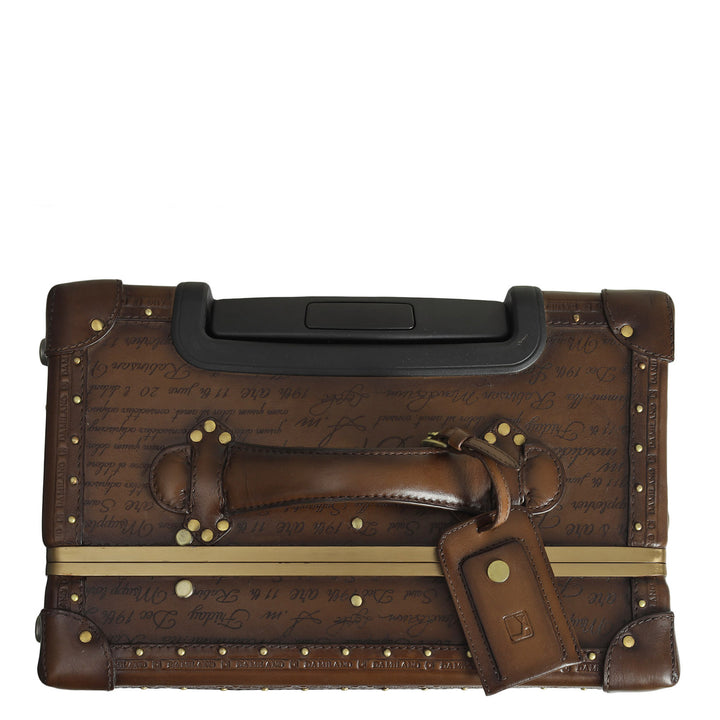 Signato Leather Trunk Trolley - Cognac