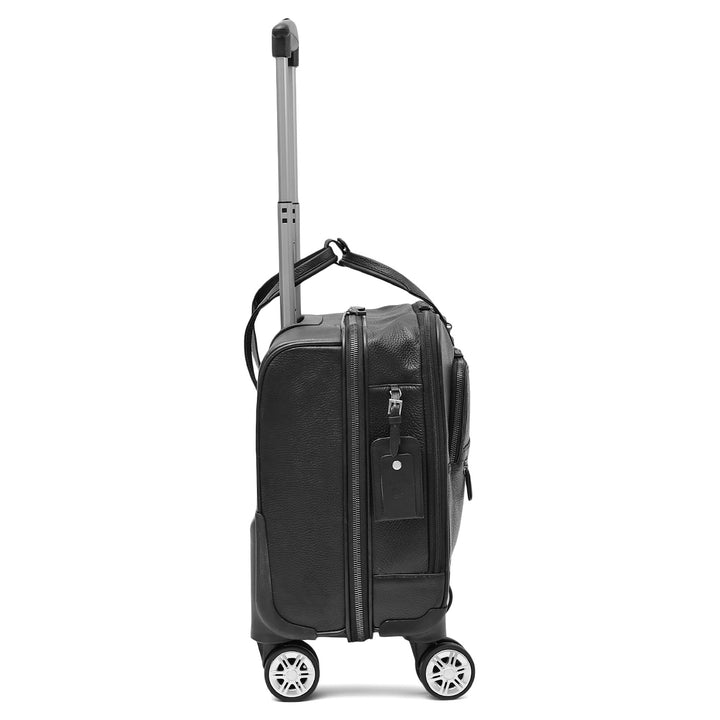 Wax Leather Overnighter Trolley - Black
